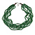 Multistrand Layered Grass Green Wood, Brown Acrylic Bead Necklace - 74cm L/ 5cm Ext - view 3