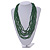Multistrand Layered Grass Green Wood, Brown Acrylic Bead Necklace - 74cm L/ 5cm Ext - view 2