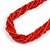 Red Glass Multistrand Twisted Necklace - 45cm L/ 7cm Ext - view 5