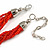 Red Glass Multistrand Twisted Necklace - 45cm L/ 7cm Ext - view 6