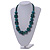 Teal Wood Button & Bead Chunky Necklace - 60cm Long - view 2