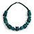 Teal Wood Button & Bead Chunky Necklace - 60cm Long