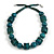 Teal Wood Button & Bead Chunky Necklace - 60cm Long - view 3