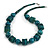 Teal Wood Button & Bead Chunky Necklace - 60cm Long - view 4
