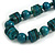 Teal Wood Button & Bead Chunky Necklace - 60cm Long - view 5