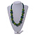 Green/ Lime Wood Button & Bead Chunky Necklace - 60cm Long - view 2