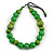 Chunky Green/ Lime Wood Bead Cotton Cord Necklace - 76cm L (Adjustable) - view 3
