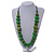 Chunky Green/ Lime Wood Bead Cotton Cord Necklace - 76cm L (Adjustable) - view 2