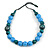 Chunky Light Blue/ Teal Wood Bead Cotton Cord Necklace - 76cm L (Adjustable) - view 3