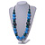 Chunky Light Blue/ Teal Wood Bead Cotton Cord Necklace - 76cm L (Adjustable) - view 2