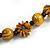 Long Yellow/ Black/ Gold Wood Floral Necklace On Black Cotton Cord - 84cm L Adjustable - view 6