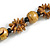 Long Natural/ Black/ Gold Wood Floral Necklace On Black Cotton Cord - 84cm L Adjustable - view 5