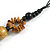 Long Natural/ Black/ Gold Wood Floral Necklace On Black Cotton Cord - 84cm L Adjustable - view 6