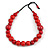 Chunky Cherry Red/ Fire Red Wood Bead Cotton Cord Necklace - 76cm L (Adjustable) - view 3