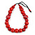 Chunky Cherry Red/ Fire Red Wood Bead Cotton Cord Necklace - 76cm L (Adjustable)