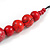 Chunky Cherry Red/ Fire Red Wood Bead Cotton Cord Necklace - 76cm L (Adjustable) - view 5