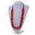 Chunky Cherry Red/ Fire Red Wood Bead Cotton Cord Necklace - 76cm L (Adjustable) - view 2