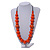 Statement Orange Wooden Bead Black Cord Necklace - 76cm Long - view 2