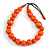 Statement Orange Wooden Bead Black Cord Necklace - 76cm Long - view 3