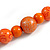 Statement Orange Wooden Bead Black Cord Necklace - 76cm Long - view 5