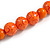 Statement Orange Wooden Bead Black Cord Necklace - 76cm Long - view 6