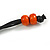 Statement Orange Wooden Bead Black Cord Necklace - 76cm Long - view 7