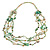 Long Multistrand Sea Shell/ Semiprecious Stone & Simulated Pearl Necklace in Green/ Antique White/ Brown - 100cm Length - view 3