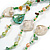 Long Multistrand Sea Shell/ Semiprecious Stone & Simulated Pearl Necklace in Green/ Antique White/ Brown - 100cm Length - view 6