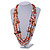 Long Multistrand Sea Shell/ Semiprecious Stone & Simulated Pearl Necklace in Orange/ Brown/ Coral - 96cm Length - view 2