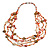 Long Multistrand Sea Shell/ Semiprecious Stone & Simulated Pearl Necklace in Orange/ Brown/ Coral - 96cm Length - view 3