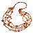 Long Multistrand Sea Shell/ Semiprecious Stone & Simulated Pearl Necklace in Orange/ Brown/ Coral - 96cm Length