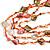 Long Multistrand Sea Shell/ Semiprecious Stone & Simulated Pearl Necklace in Orange/ Brown/ Coral - 96cm Length - view 4
