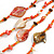 Long Multistrand Sea Shell/ Semiprecious Stone & Simulated Pearl Necklace in Orange/ Brown/ Coral - 96cm Length - view 5