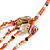 Long Multistrand Sea Shell/ Semiprecious Stone & Simulated Pearl Necklace in Orange/ Brown/ Coral - 96cm Length - view 6