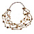 Long Multistrand Sea Shell/ Semiprecious Stone & Simulated Pearl Necklace in Natural/ Brown/ White - 100cm Length - view 3