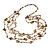 Long Multistrand Sea Shell/ Semiprecious Stone & Simulated Pearl Necklace in Natural/ Brown/ White - 100cm Length