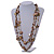 Long Multistrand Sea Shell/ Semiprecious Stone & Simulated Pearl Necklace in Natural/ Brown/ White - 100cm Length - view 2