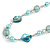 Long Glass and Shell Bead with Silver Tone Metal Wire Element Necklace In Light Blue - 120cm L - view 5