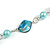 Long Glass and Shell Bead with Silver Tone Metal Wire Element Necklace In Light Blue - 120cm L - view 6