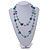 Long Glass and Shell Bead with Silver Tone Metal Wire Element Necklace In Light Blue - 120cm L - view 2