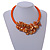 Stunning Glass Bead with Shell Floral Motif Necklace In Orange - 48cm Long - view 2