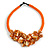 Stunning Glass Bead with Shell Floral Motif Necklace In Orange - 48cm Long