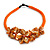 Stunning Glass Bead with Shell Floral Motif Necklace In Orange - 48cm Long - view 3