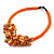 Stunning Glass Bead with Shell Floral Motif Necklace In Orange - 48cm Long - view 8