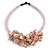 Stunning Glass Bead with Shell Floral Motif Necklace In Light Pink - 48cm Long - view 9