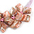 Stunning Glass Bead with Shell Floral Motif Necklace In Light Pink - 48cm Long - view 3