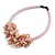 Stunning Glass Bead with Shell Floral Motif Necklace In Light Pink - 48cm Long - view 7