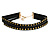 Black Glitter and Star Choker Necklace with Gold Tone Closure - 29cm L/ 6cm Ext