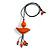 Orange Wood Bird Pendant with Black Cotton Cord - 76cm Long/ 13cm Pendant - Adjustable - view 7