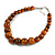 Animal Print Wood Bead Chunky Necklace (Orange/ Black) - 50cm L/ 5cm Ext - view 8